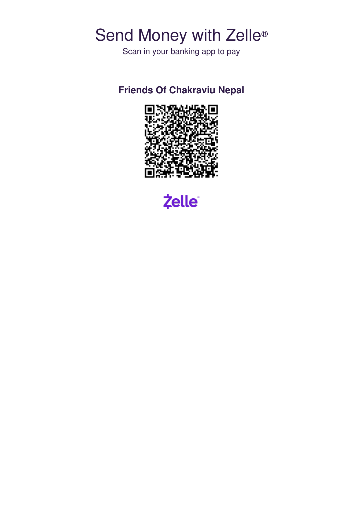 QR code for a direct gift to Friends of Chakraviu Nepal